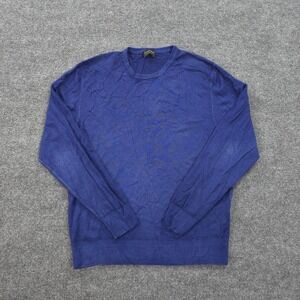 Allen Edmonds Sweater Mens Extra Large Blue Merino Wool Crew‎ Neck Made In Italy